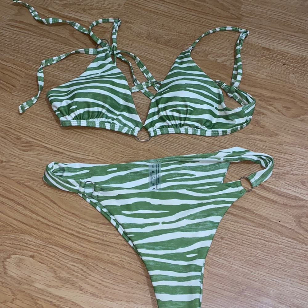 Shein Green zebra bikini